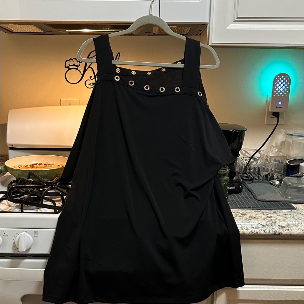 Belldini Black High Low Dress with Gold Accents